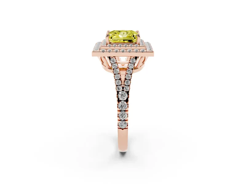 Princess Cut Halo Engagement Ring Setting for a Fancy Yellow Lab-Grown Diamond | Rose Gold - Design NV-24799