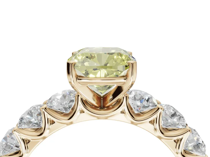 Cushion Cut Engagement Ring Setting for a Fancy Yellow Lab-Grown Diamond | Yellow Gold - Design NV-24455