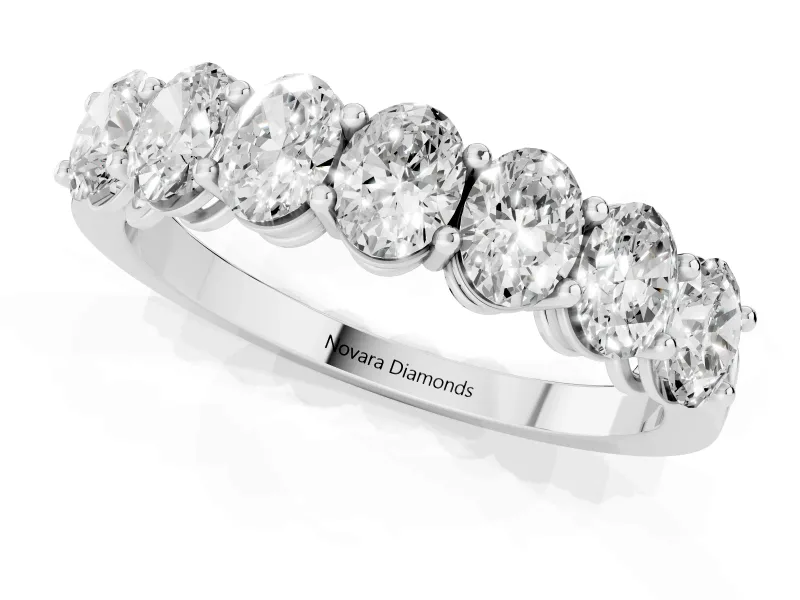 Oval Lab-Grown Diamond Half Eternity Band | Shared Prongs | White Gold