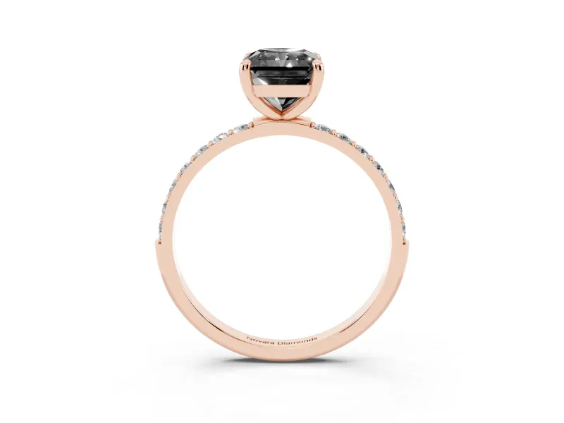 Radiant Cut Pave Solitaire Engagement Ring Setting | Rose Gold