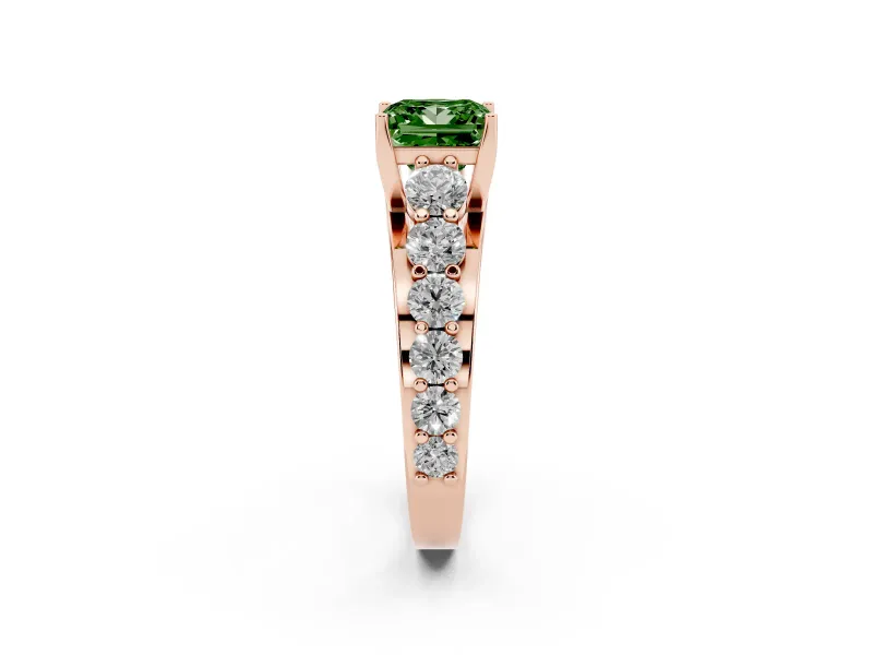 Princess Cut Engagement Ring Setting for a Fancy Green Lab-Grown Diamond | Rose Gold - Design NV-24645