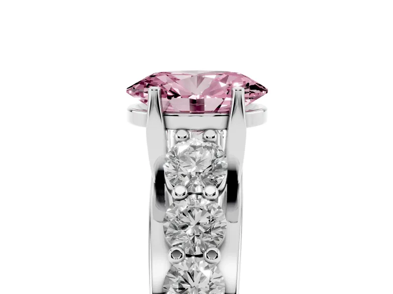 Oval Graduated Engagement Ring Setting for a Fancy Pink Lab-Grown Diamond | White Gold