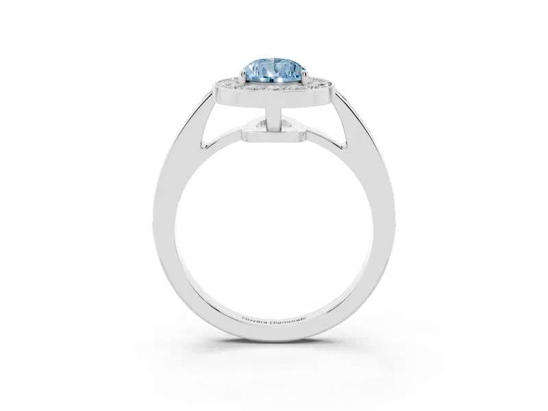 Pear-Shaped Framed Halo Engagement Ring Setting for a Fancy Blue Lab-Grown Diamond | Sterling Silver