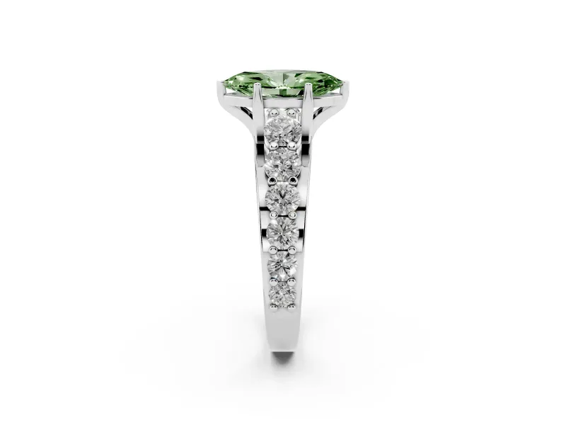 Marquise Graduated Engagement Ring Setting for a Fancy Green Lab-Grown Diamond | Platinum