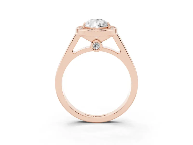 Pear-Shaped Halo Engagement Ring Setting | Polished Outer Rim | Rose Gold