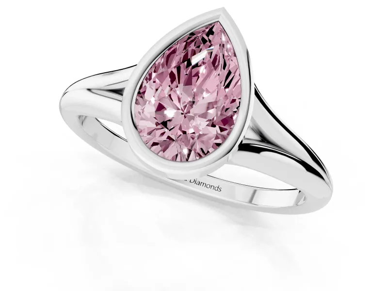 Pear-Shaped Bezel Engagement Ring Setting for a Fancy Pink Lab-Grown Diamond | Sterling Silver