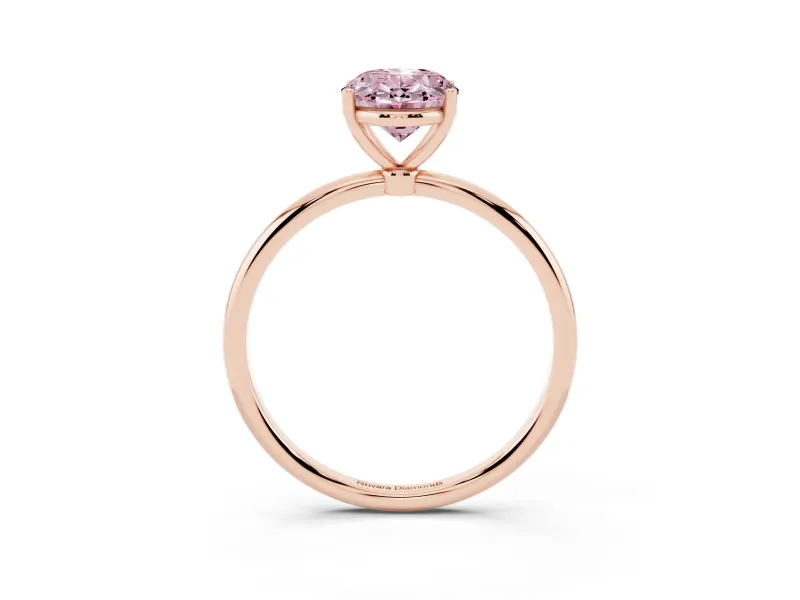 Oval Thin Solitaire Engagement Ring Setting for a Fancy Pink Lab-Grown Diamond | Straight Plain Band | Rose Gold