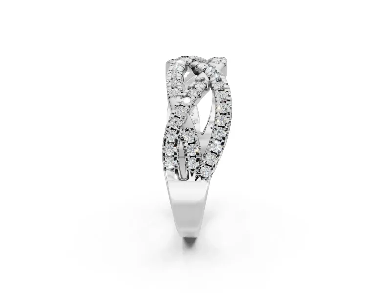 Round Lab-Grown Diamond Braided Pavé Wedding Band | Open Braid | White Gold