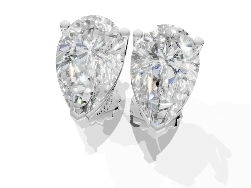 Radiant Cut Lab-Grown Diamond Solitaire Basket Stud Earrings | Open Gallery | Sterling Silver