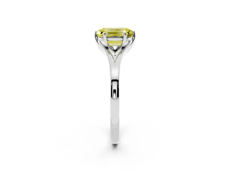 Emerald Cut Split Shank Solitaire Engagement Ring Setting for a Fancy Yellow Lab-Grown Diamond | Sterling Silver