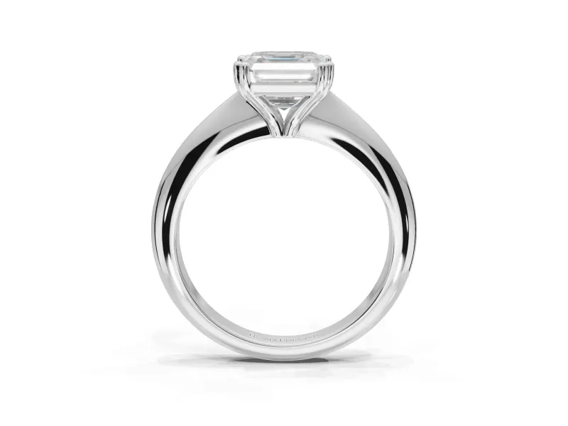 Princess Cut Tapered Solitaire Engagement Ring Setting | Double Claw Prongs | Platinum