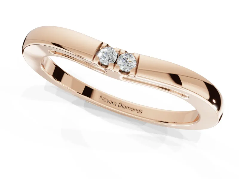 Round Lab-Grown Diamond Toi et Moi Curved Wedding Band | Side Slot Cut-Outs | Rose Gold