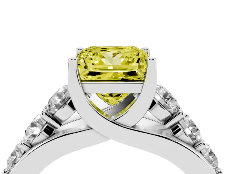 Princess Cut Engagement Ring Setting for a Fancy Yellow Lab-Grown Diamond | White Gold - Design NV-24645