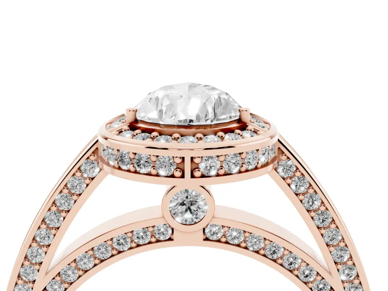 Pear-Shaped Sectioned Halo Engagement Ring Setting | Pavé Gallery and Band | Rose Gold