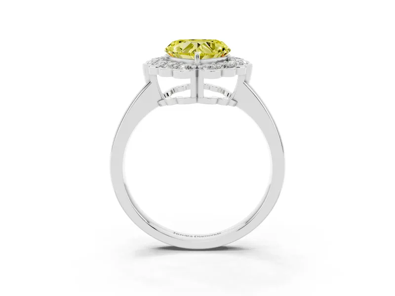 Heart-Shaped Halo Engagement Ring Setting for a Fancy Yellow Lab-Grown Diamond | White Gold - Design NV-24719