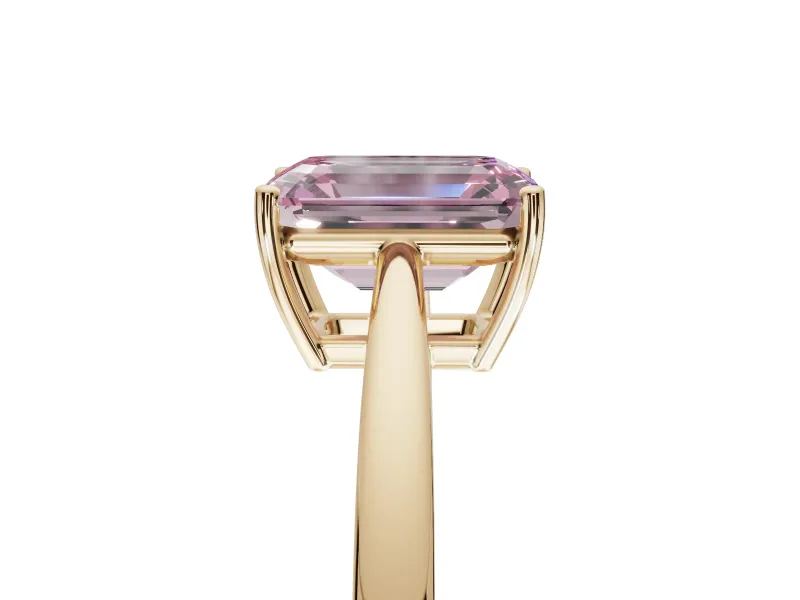Emerald Cut Cathedral Engagement Ring Setting for a Fancy Pink Lab-Grown Diamond | Yellow Gold - Design NV-24626
