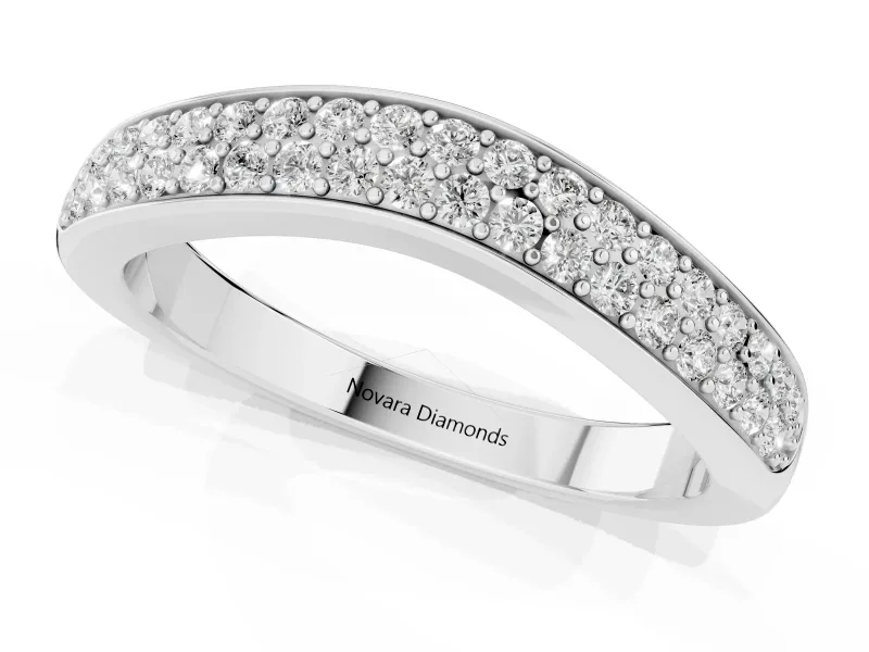 Round Diamond Pavé Contour Band Set in White gold
