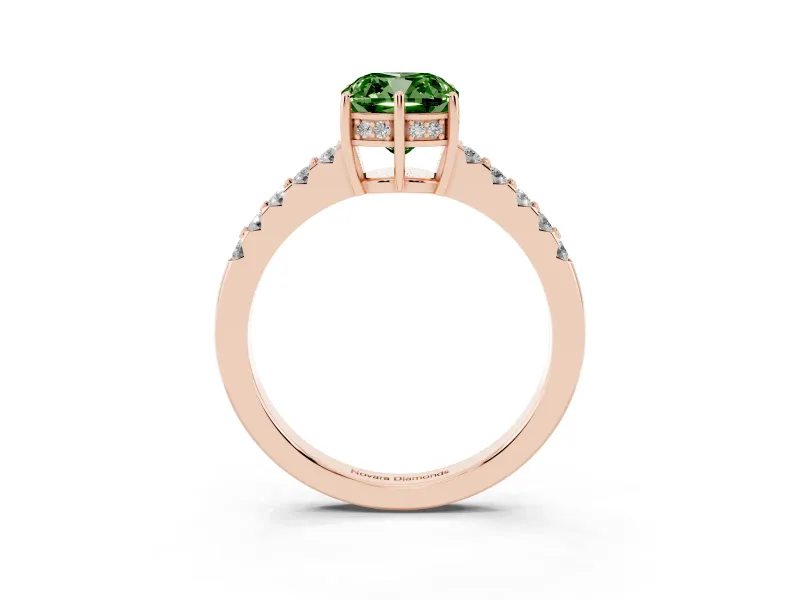 Cushion Cut Engagement Ring Setting for a Fancy Green Lab-Grown Diamond | Rose Gold - Design NV-24649