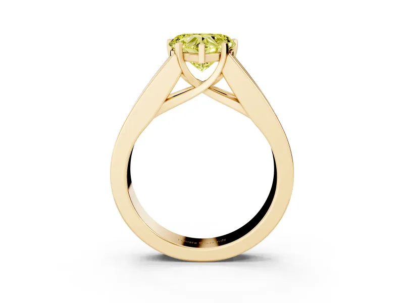 Heart-Shaped Channel-Set Engagement Ring Setting for a Fancy Yellow Lab-Grown Diamond | Yellow Gold