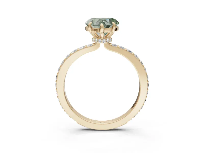 Heart-Shaped Pavé Engagement Ring Setting for a Fancy Green Lab-Grown Diamond | Yellow Gold - Design NV-24928