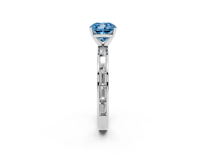 Cushion Cut Channel Set Engagement Ring Setting for a Fancy Blue Lab-Grown Diamond | Platinum