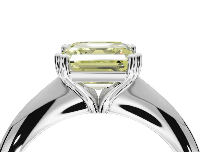 Princess Cut Tapered Solitaire Engagement Ring Setting for a Fancy Yellow Lab-Grown Diamond | Sterling Silver
