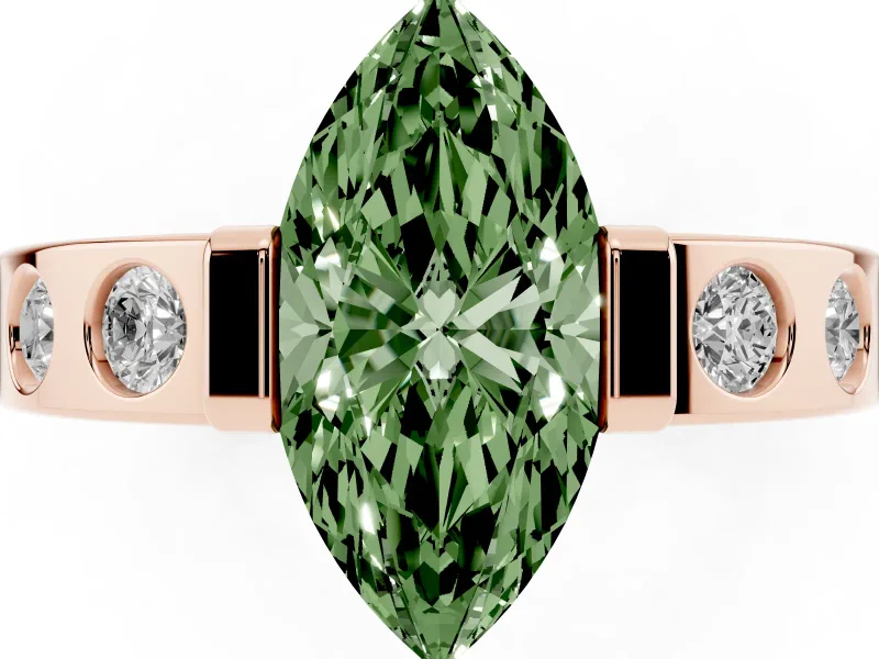 Marquise Tension Style Engagement Ring Setting for a Fancy Green Lab-Grown Diamond | Rose Gold