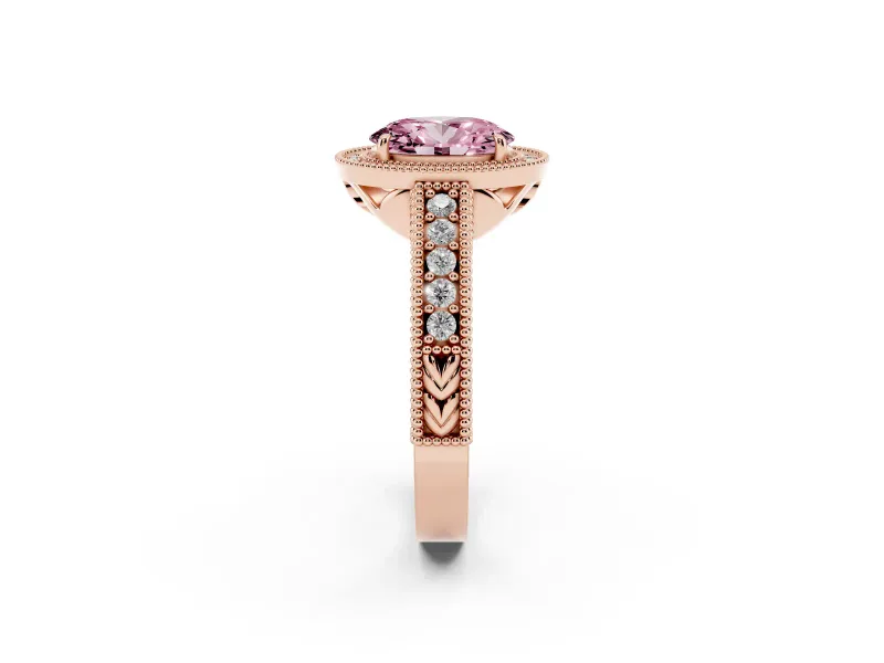 Oval Halo Engagement Ring Setting for a Fancy Pink Lab-Grown Diamond | Rose Gold