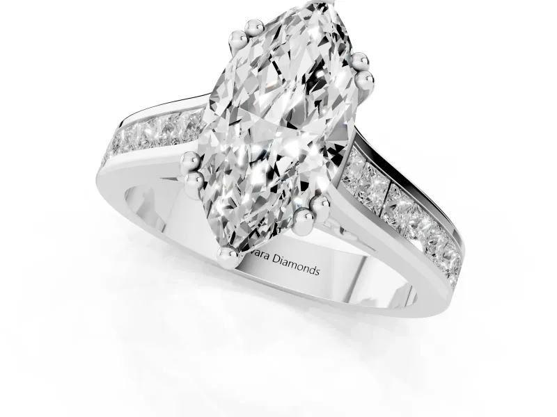 Marquise Cathedral Channel Set Engagement Ring Setting | Double Claw Prongs | Platinum