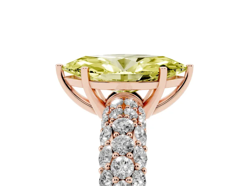 Marquise Multi Row Pave Engagement Ring Setting for a Fancy Yellow Lab-Grown Diamond | Rose Gold