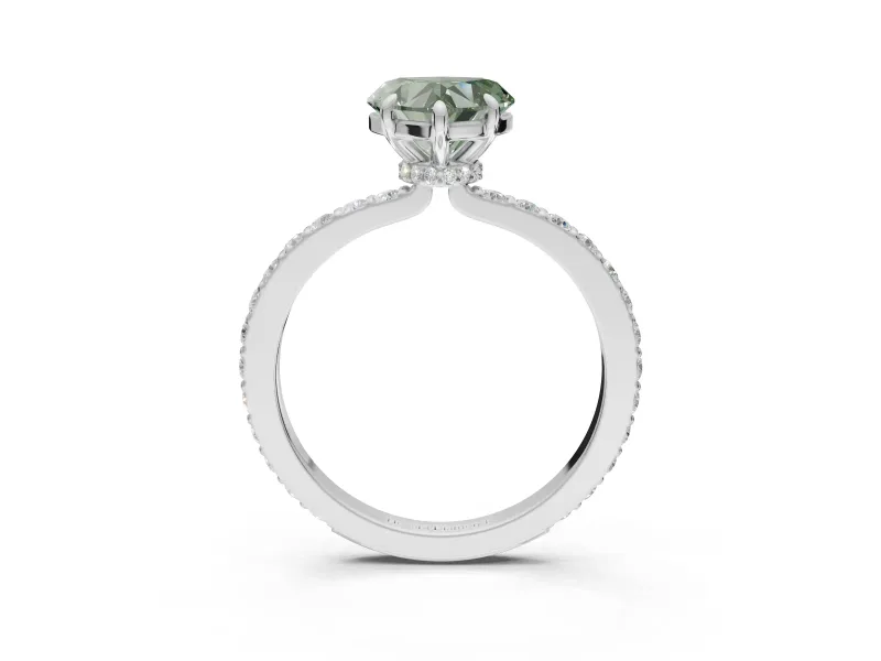Heart-Shaped Pavé Engagement Ring Setting for a Fancy Green Lab-Grown Diamond | Sterling Silver - Design NV-24928
