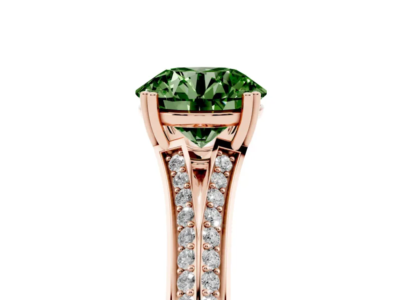 Round Split Shank Engagement Ring Setting for a Fancy Green Lab-Grown Diamond | Rose Gold