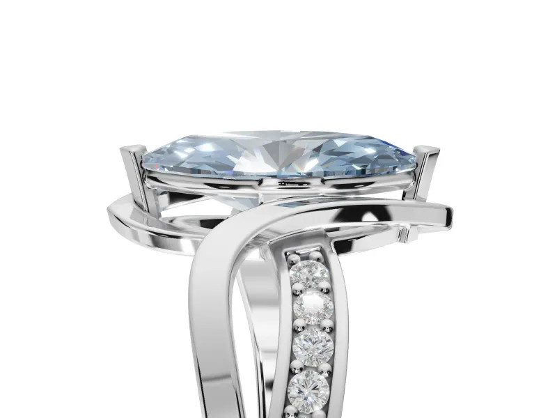 Marquise Bypass Solitaire Engagement Ring Setting for a Fancy Blue Lab-Grown Diamond | Platinum