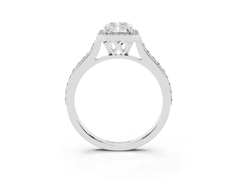 Radiant Cut Pavé Halo Engagement Ring Setting | White Gold