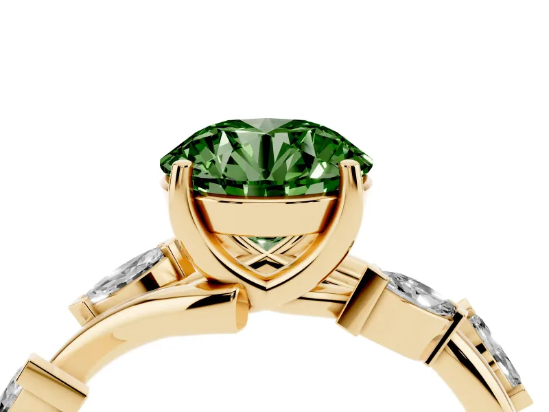 Round Twisted Vine Engagement Ring Setting for a Fancy Green Lab-Grown Diamond | Yellow Gold