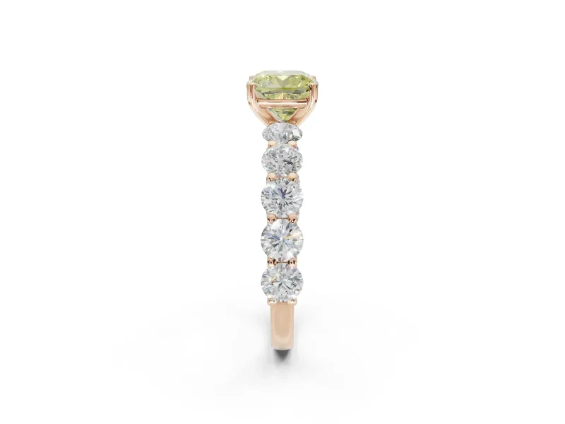Cushion Cut Engagement Ring Setting for a Fancy Yellow Lab-Grown Diamond | Rose Gold - Design NV-24455