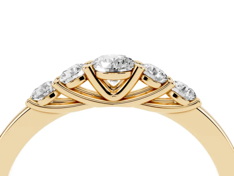 Round Lab-Grown Diamond Five-Stone Wedding Band | Trellis Gallery | Yellow Gold