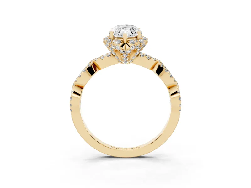 Marquise Milgrain Halo Engagement Ring Setting | Graduated Shoulders | Yellow Gold