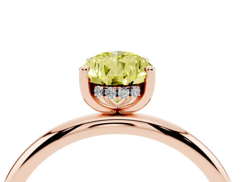 Pear-Shaped Hidden Halo Engagement Ring Setting for a Fancy Yellow Lab-Grown Diamond | Plain Band | Rose Gold