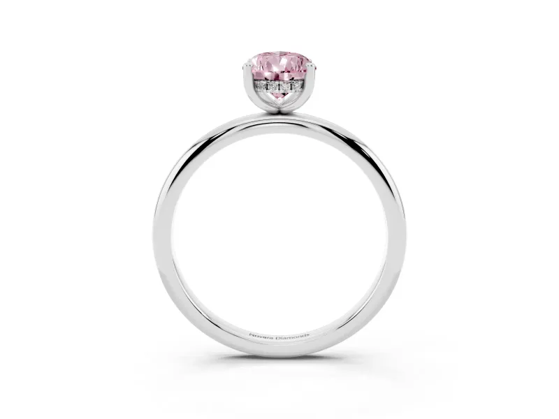 Pear-Shaped Micro-Prong Hidden Halo Engagement Ring Setting for a Fancy Pink Lab-Grown Diamond | Plain Band | White Gold