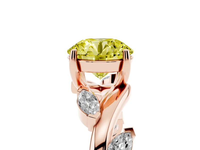 Round Twisted Vine Engagement Ring Setting for a Fancy Yellow Lab-Grown Diamond | Rose Gold