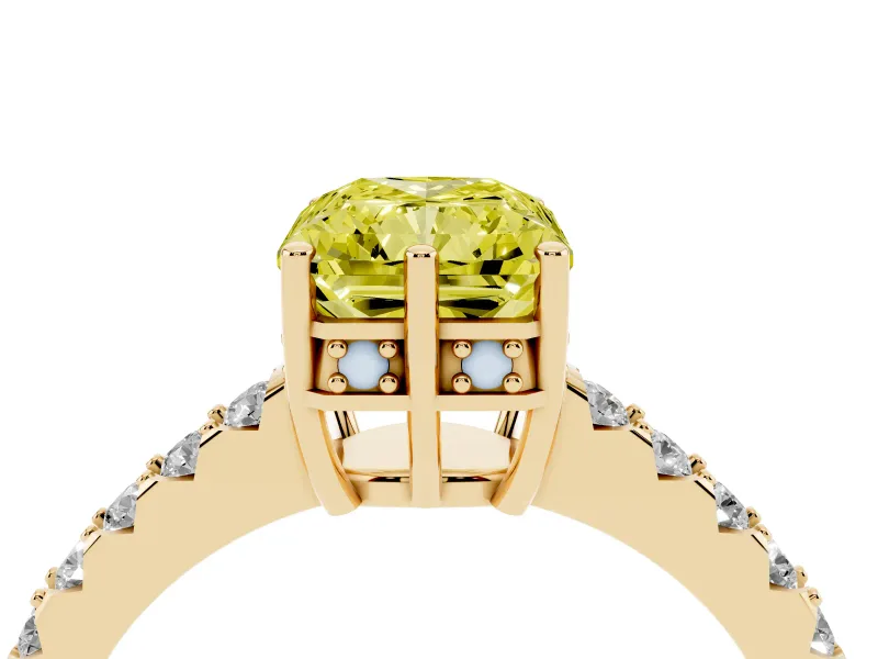Radiant Cut Engagement Ring Setting for a Fancy Yellow Lab-Grown Diamond | Yellow Gold - Design NV-24649