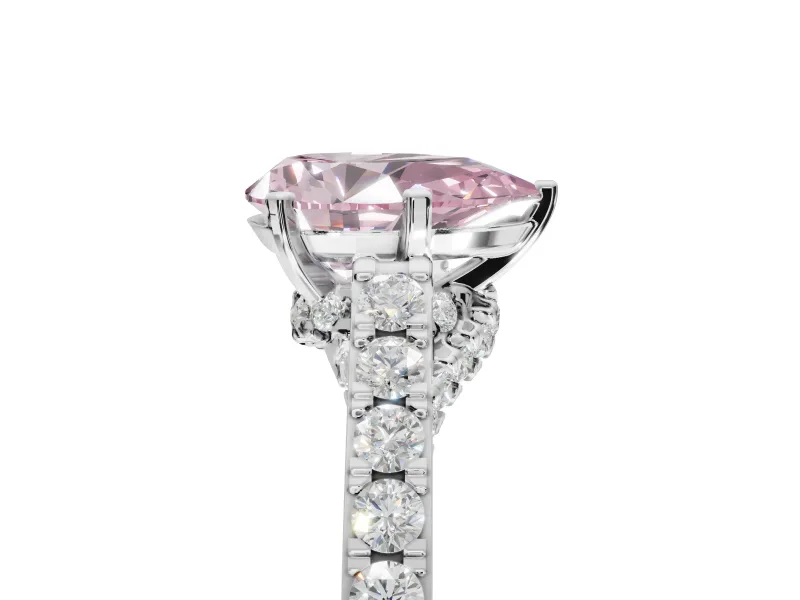 Pear-Shaped Pavé Solitaire Engagement Ring Setting for a Fancy Pink Lab-Grown Diamond | Crossover Gallery | White Gold