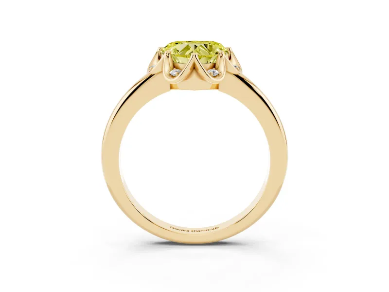 Heart-Shaped Petal Halo Engagement Ring Setting for a Fancy Yellow Lab-Grown Diamond | Yellow Gold