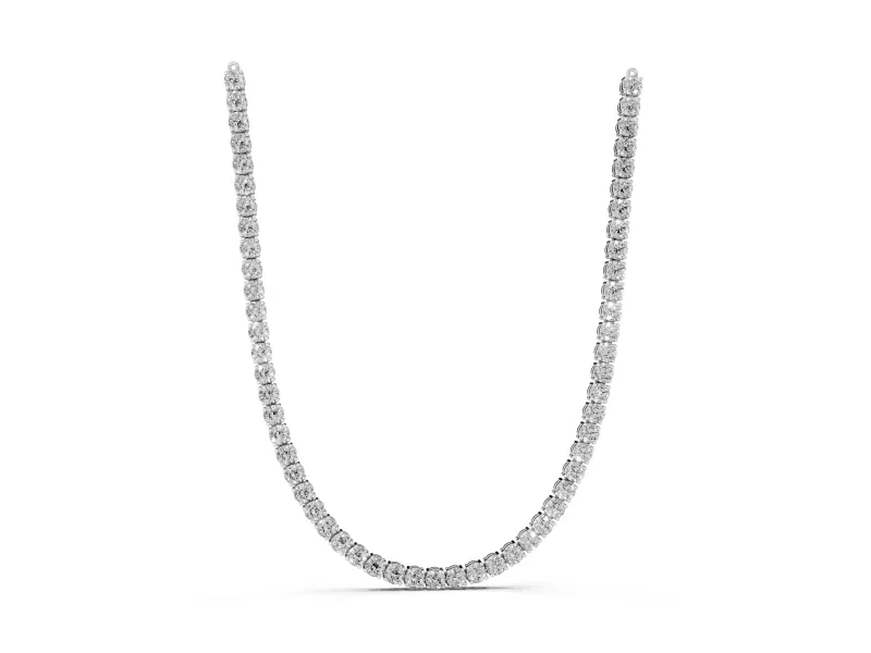 Round Lab-Grown Diamond Single Row Tennis Necklace | Prong Set | Sterling Silver