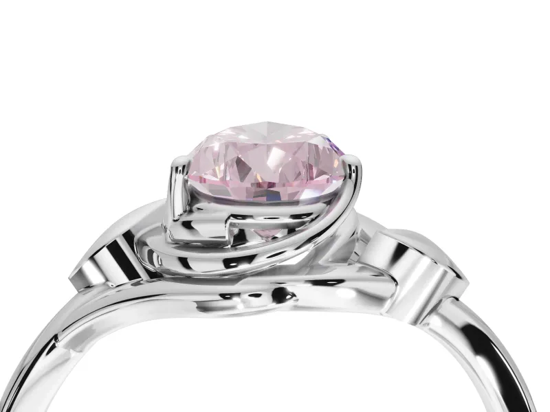 Pear-Shaped Bypass Solitaire Engagement Ring Setting for a Fancy Pink Lab-Grown Diamond | Platinum