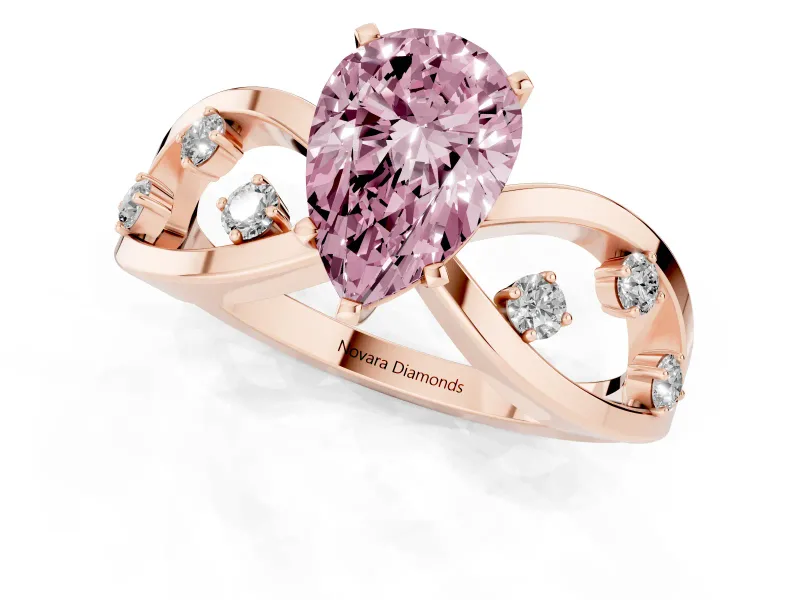 Pear-Shaped Loop Engagement Ring Setting for a Fancy Pink Lab-Grown Diamond | Rose Gold