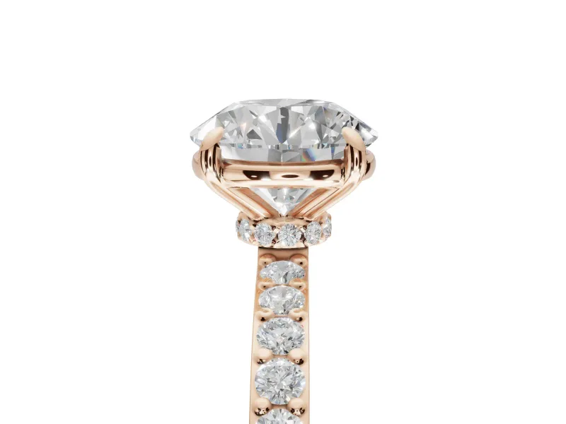 Round Hidden Halo Engagement Ring Setting | Rose Gold