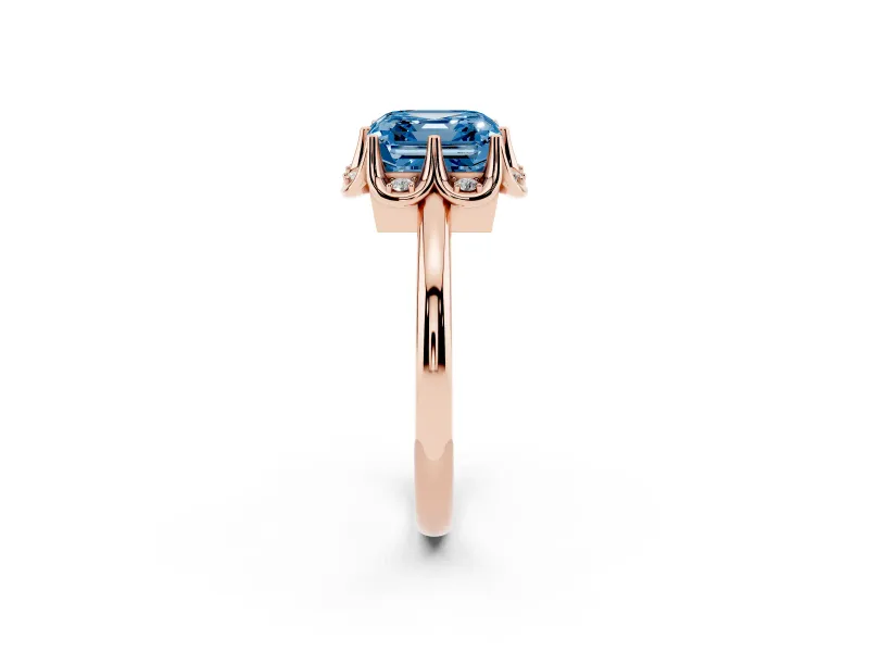 Asscher Cut Petal Halo Engagement Ring Setting for a Fancy Blue Lab-Grown Diamond | Rose Gold