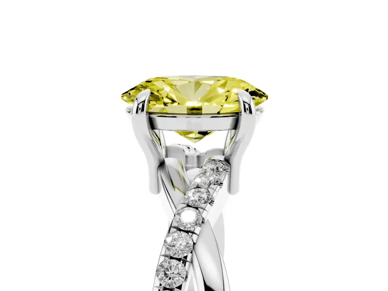 Oval Twist Engagement Ring Setting for a Fancy Yellow Lab-Grown Diamond | White Gold